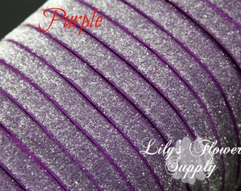 Elástico Glitter Fosco Roxo - Elástico Dobrável 3/8 - 5 Jardas - Foe Ealstic - Elástico Dobrável - Elástico Por Jarda - Elástico Brilhante