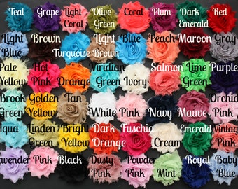 Shabby Flowers - Chiffon Flowers -  56 Colors - Shabby Chic - Wholesale Shabby Flowers - U Choose Colors - 1/2 or 1 yard