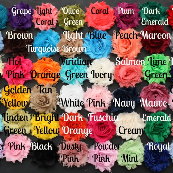 Shabby Flowers - Chiffon Flowers -  56 Colors - Shabby Chic - Wholesale Shabby Flowers - Individual Flowers U Choose Colors and Quantity