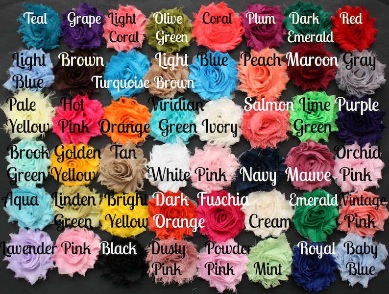 Shabby Flowers Chiffon Flowers 56 Colors Shabby Chic Wholesale Shabby Flowers U Choose Colors 1/2 or 1 yard image 1