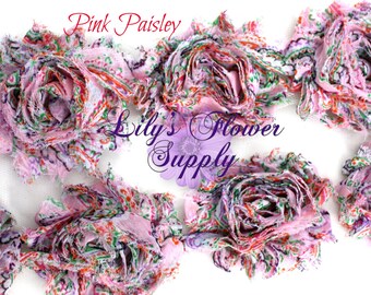 1/2 or 1 Yard - Shabby Flower Trim - Shabby Rose trim - Shabby Flower - Chiffon Flower - Pink Paisley - Shabby Chic - Rose Trim - Wholesale