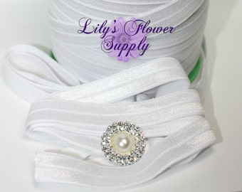 5/8 Fold Over Elastic - 10 Yards - FOE - White Foe Elastic - Foldover Elastic - Elastic By Yard - Shiny Elastic - DIY - Headband