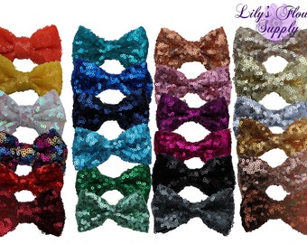 Sequin Shiny Bow 3", Medium Sequin Appliqués,  Bows 3 Inch, Medium Bows for Headbands, Party DIY Bows, Bows for Clips, Choose colors