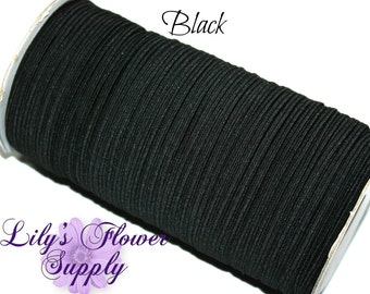 Black 1/8 inch Elastic -  Black - Skinny Elastic - Elastic By Yard - Thin Elastic - DIY - Headbands - Elastic for Face Mask