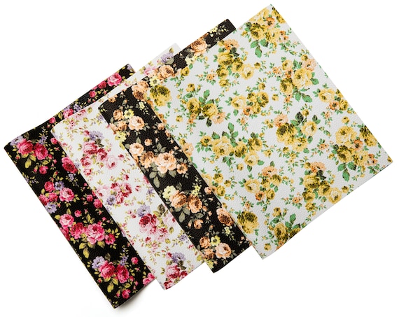 4 Floral Faux Leather FULL Sheets, 8 x 13 inches Faux Leathers, Cricut Leather Sheets, Synthetic Leather, Leather Fabric Sheets