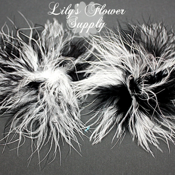 Marabou Feather Puffs - Set of 2 - Black White - Feather Puff