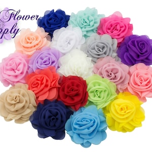 2.5'' Chiffon Flowers, Chiffon Flowers, Chiffon rose, DIY Flower, DIY Headband, Wholesale Supply, DIY, 2.5 inch, Craft Supply, Choose Colors