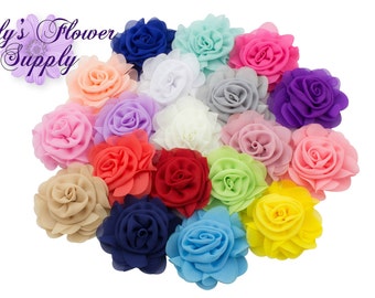 2.5'' Chiffon Flowers, Chiffon Flowers, Chiffon rose, DIY Flower, DIY Headband, Wholesale Supply, DIY, 2.5 inch, Craft Supply, Choose Colors