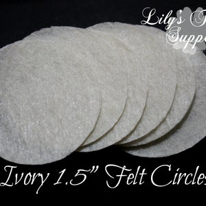 25 Ivory Felt Circles 1.5 Inches - Felt Circle - Extra Large Felt Circle - Die Cut Felt Circles - Felt Circles...Felt Circles - DIY