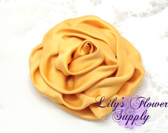 Satin Rolled Rosette - Set of 3 - Satin Flower - Satin Rose - Golden Yellow Rosettes - Satin rosettes - Rolled Rosettes - Wholesale