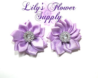 Lavender Satin Ribbon Flowers - Multilayer flower - Wholesale 1.5"- Satin Flower - Satin Rosette - Rosette - Fabric Flower - Rolled Rosettes