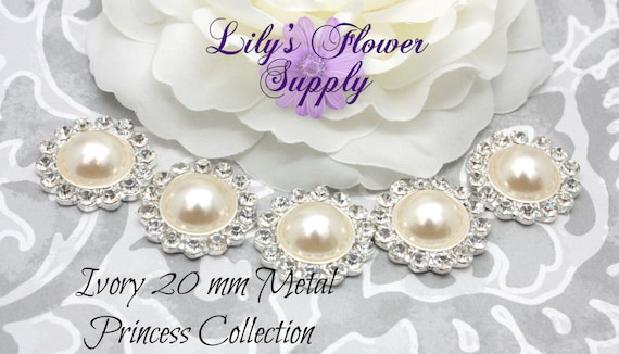 20mm, Pearl buttons, flatback, Pearl Rhinestone buttons, Pearl