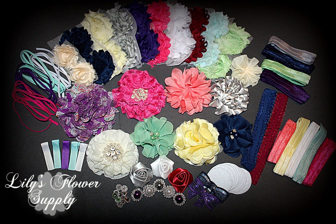 Baby Shower Headband Kit DIY Hair Bow Kit Baby Shower Etsy