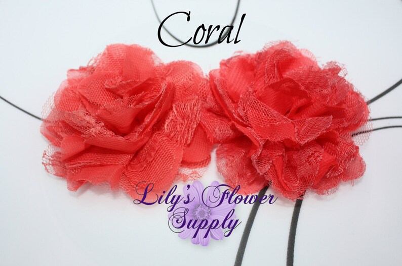 DIY- 3.75 inch Coral Lace Flowers Supply Lace rose Chiffon Flower Shredded Lace Flower Wholesale