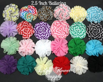 2.5 Inch Ballerina Flowers - Chiffon Flower -  Folded Flower - Fabric Flower - 2.5 Inch - Tutu Flower - Set of 3