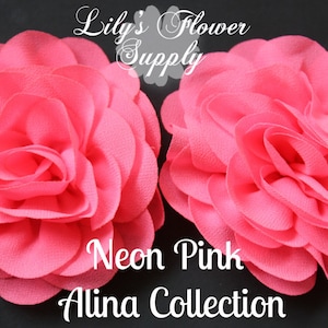 Neon Pink Rose Chiffon Flowers - Wholesale Chiffon Flowers - Rosette Silk Chiffon - Flower for Headbands - Alina Collection