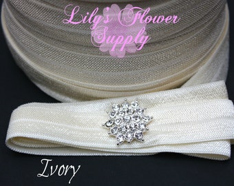 5 yards Elastic - 5/8 Fold Over Elastic - FOE - Ivory Foe Elastic - Foldover Elastic - Elastic By Yard - Shiny Elastic - DIY - Headband