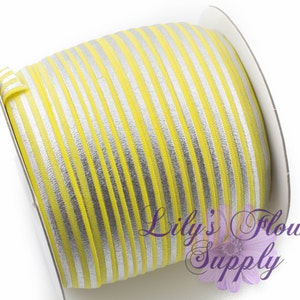 Fold Over Elastic, FOE, Foldover Elastic, Elastic By Yard, FOE Elastic, 5/8 Elastic, Wholesale Elastic, Yellow Silver Elastic, Printed