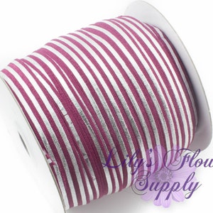Fold Over Elastic, FOE, Foldover Elastic, Elastic By Yard, FOE Elastic, 5/8 Elastic, Wholesale Elastic, Wine Silver Stripe Elastic