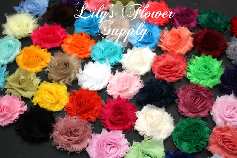 Shabby Flowers Chiffon Flowers 56 Colors Shabby Chic Wholesale Shabby Flowers U Choose Colors 1/2 or 1 yard image 2