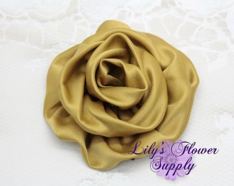 Satin Rolled Rosette - Set of 2 - Satin Flower - Satin Rose - Ruched Flowers - Olive Green - Rosette - Satin rosettes - Rolled Rosettes