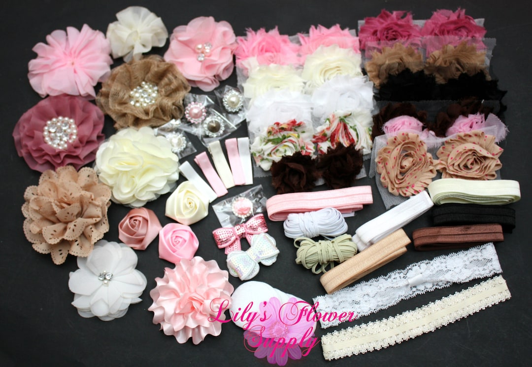 Baby Shower Headband Kit, Deluxe DIY Hair Bow Kit, Baby Shower Headband