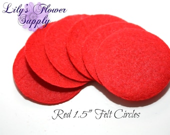 25 Red Felt Circles 1.5 Inches - Felt Circle - Extra Large Felt Circle - Die Cut Felt Circles - Felt Circles...Felt Circles - DIY