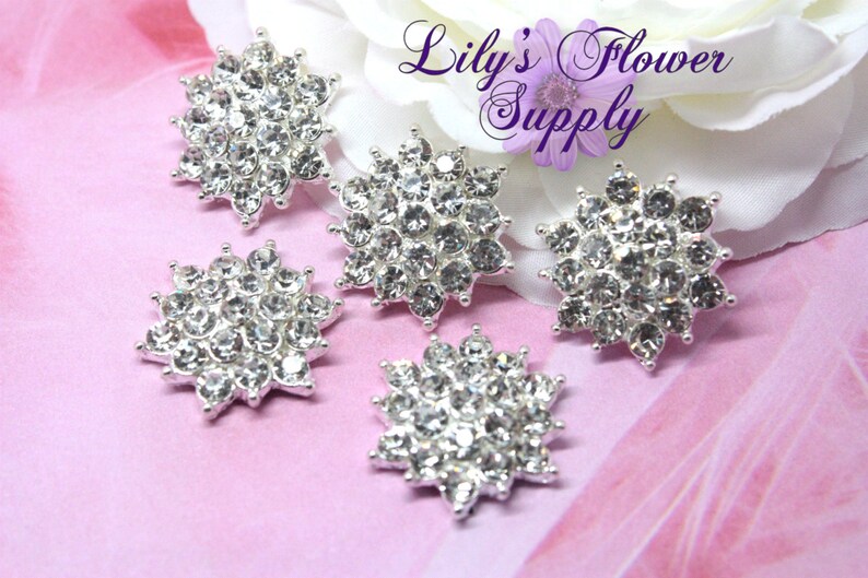 Rhinestone Button - Clear Rhinestone - Flatback Rhinestone Button - Set ...
