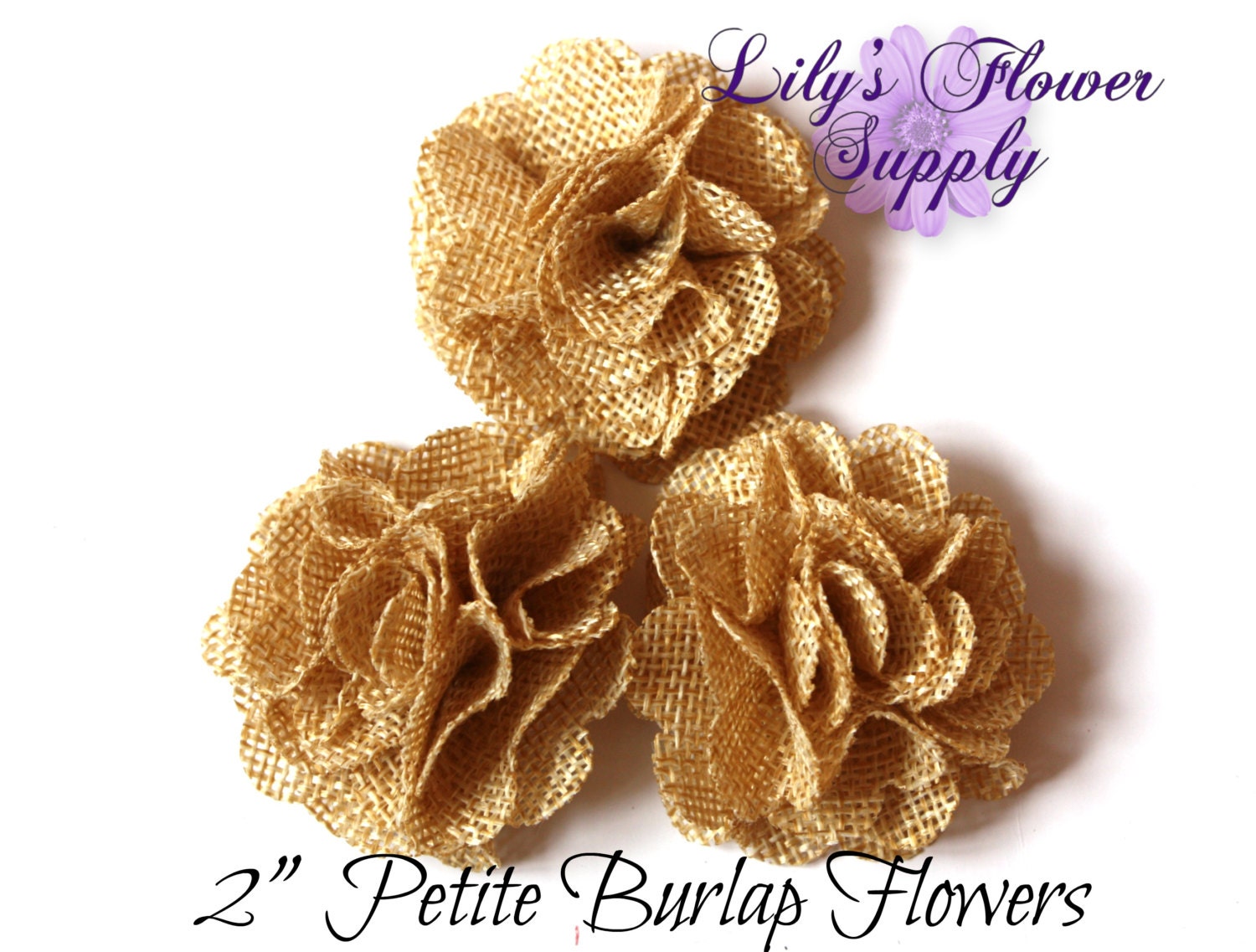 Tan Petite Burlap Flowers Burlap Flower 2 Inches Fabric Etsy