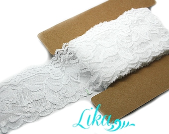 Stretch White Lace - 2 Inch Wide Stretch Lace by  Yard - Stretch Lace - Lace for Headbands - Wholesale Headbands - 3, 5, or 10 Yards