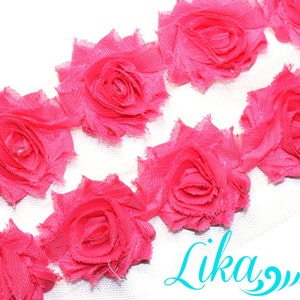 Hot Pink Petite Shabby trim - Petite Flower Trim - Petite Shabby - Shabby Flower Trim - Small shabby trim - Hot Pink - Shabby Chic