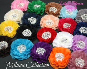 Parisian Flowers - Wholesale - Chiffon - Beaded Flower - Folded Flower - Ballerina Flower - Headbands - Milana Collection - You Pick Colors