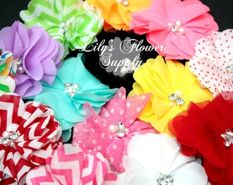 Grab Bag - Fabric Flowers - Wholesale - Chiffon - Beaded Flower - Folded - Ballerina - Tutu Flowers - Headband - Chevron