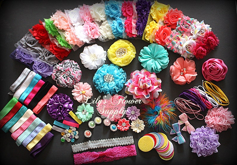 Baby Shower Headband Kit Party Collection Hair Bow Kit Jumbo Baby Shower Headband Station Kit Birthday Party 42 Headbands 5 Clips image 1