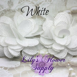 Burlap Flowers - White - Burlap Flower - 3 Inches - Fabric Flower - Burlap Rose - Rolled flowers - Wholesale - supply - Wedding