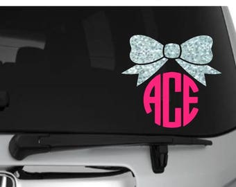 Monogram Decal, Monogram Bow Decal, Yeti Decal, Yeti Cup Decal, Yeti Monogram Decal, RTIC Cup Decal, RTIC Tumbler Decal, Laptop Decal