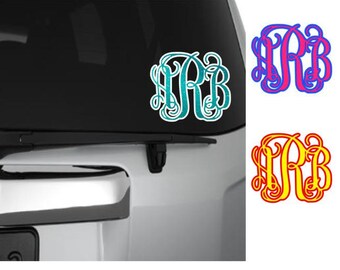 Vine Monogram Vinyl Decal, Monogram Sticker, Monogram Car Decal, Glitter Letters, Glitter Monogram Decal, Glitter Monogram Sticker, Vinyl