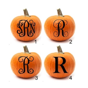 Pumpkin Decal, Pumpkin Decor, Halloween Decal, Pumpkin Monogram Sticker, Fall Decal, Fall Porch Decor, Pumpkin Initial Decal,