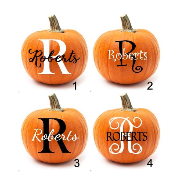 Pumpkin Decal, Pumpkin Decor, Pumpkin Stickers, Pumpkin Monogram Sticker, Fall Decal, Fall Porch Decor, Pumpkin Initial Decal,