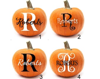 Pumpkin Decal, Pumpkin Decor, Pumpkin Stickers, Pumpkin Monogram Sticker, Fall Decal, Fall Porch Decor, Pumpkin Initial Decal,