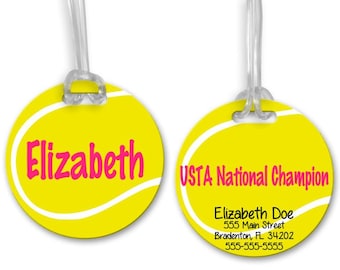 Tennis Bag Tag, Bag Tags, Sports Tag, Luggage Tag, Backpack Tag, Personalized Custom Name Tennis Bag Tag, Monogrammed Bag Tag, Tennis Gifts