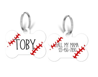 Baseball Pet Tag, Pet ID Tag, Baseball Dog Tag, Personalized Pet ID Tag, Double Sided Dog Tag, Custom Dog Tag, Pet Tags Dog, Pet Gifts