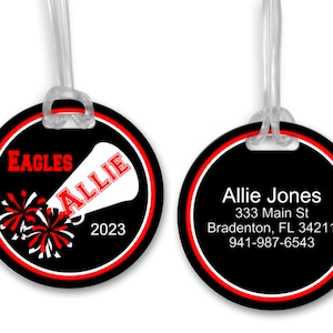 Cheer Bag Tag, School Colors Bag Tag Sports, Bag Tag Personalized, Bag Tag Cheer, Bag Tags for Kids, Cheerleader Gift, Cheer Team Gifts