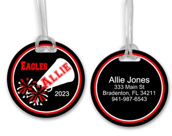 Cheer Bag Tag, School Colors Bag Tag Sports, Bag Tag Personalized, Bag Tag Cheer, Bag Tags for Kids, Cheerleader Gift, Cheer Team Gifts