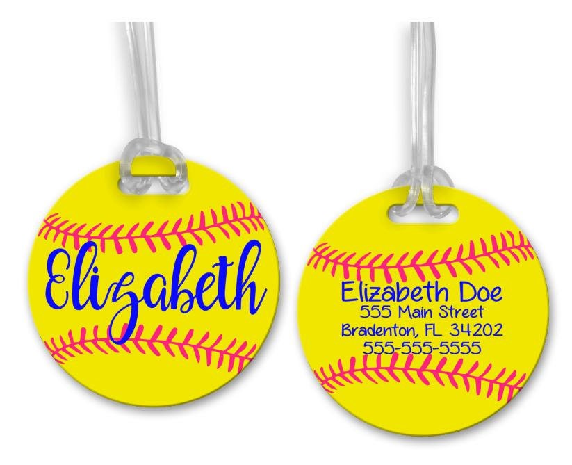 Softball Bag Tag Personalized Softball Tag Softball Gifts Etsy