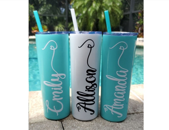 8 Personalized Bridesmaid Skinny Tumbler With Glitter Vinyl Gift Set Wedding  Party Gift Acrylic Tumbler Cups 