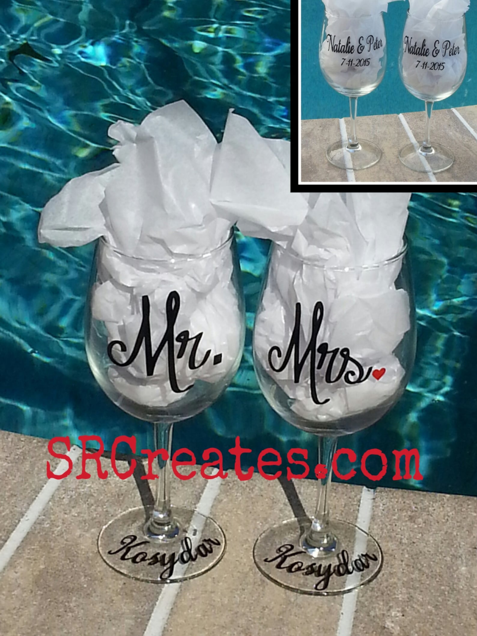 Mr. and Mrs. Wine Glasses Personalized Set of 2 Bride and Etsy