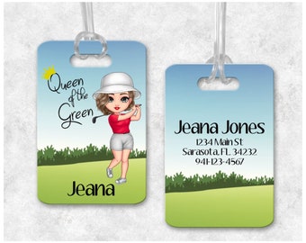 Customized Golf Luggage Tag For Her, Custom Golf Gift, Personalized Golf Gift, Bag Tag Personalized, Sports Luggage Tag, Golf Gift for Women