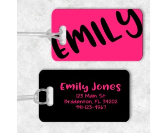 Luggage Tag Personalized, Modern Identification Tags, Backpack Suitcase, Baggage Travel Gift, Vacation Bridal Party Gift, Address Name Tag