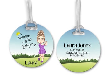 Personalized Golf Bag Tag For Her, Custom Golf Gift, Personalized Golf Gift, Luggage Tags Personalized, Sports Bag Tag, Golf Gifts for Women